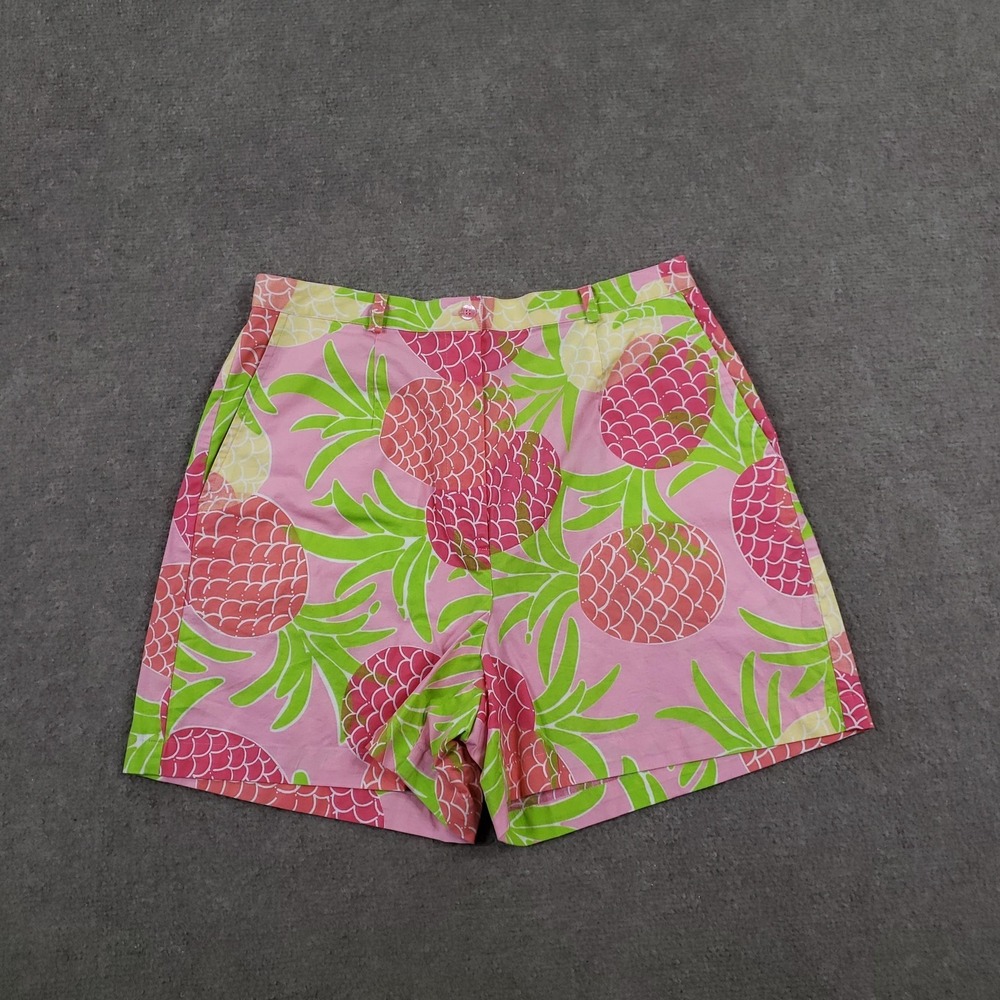 Vtg Lilly‎ Pulitzer Shorts Womens Size 8 Pink Pineapple Poplin Skimmer Pockets